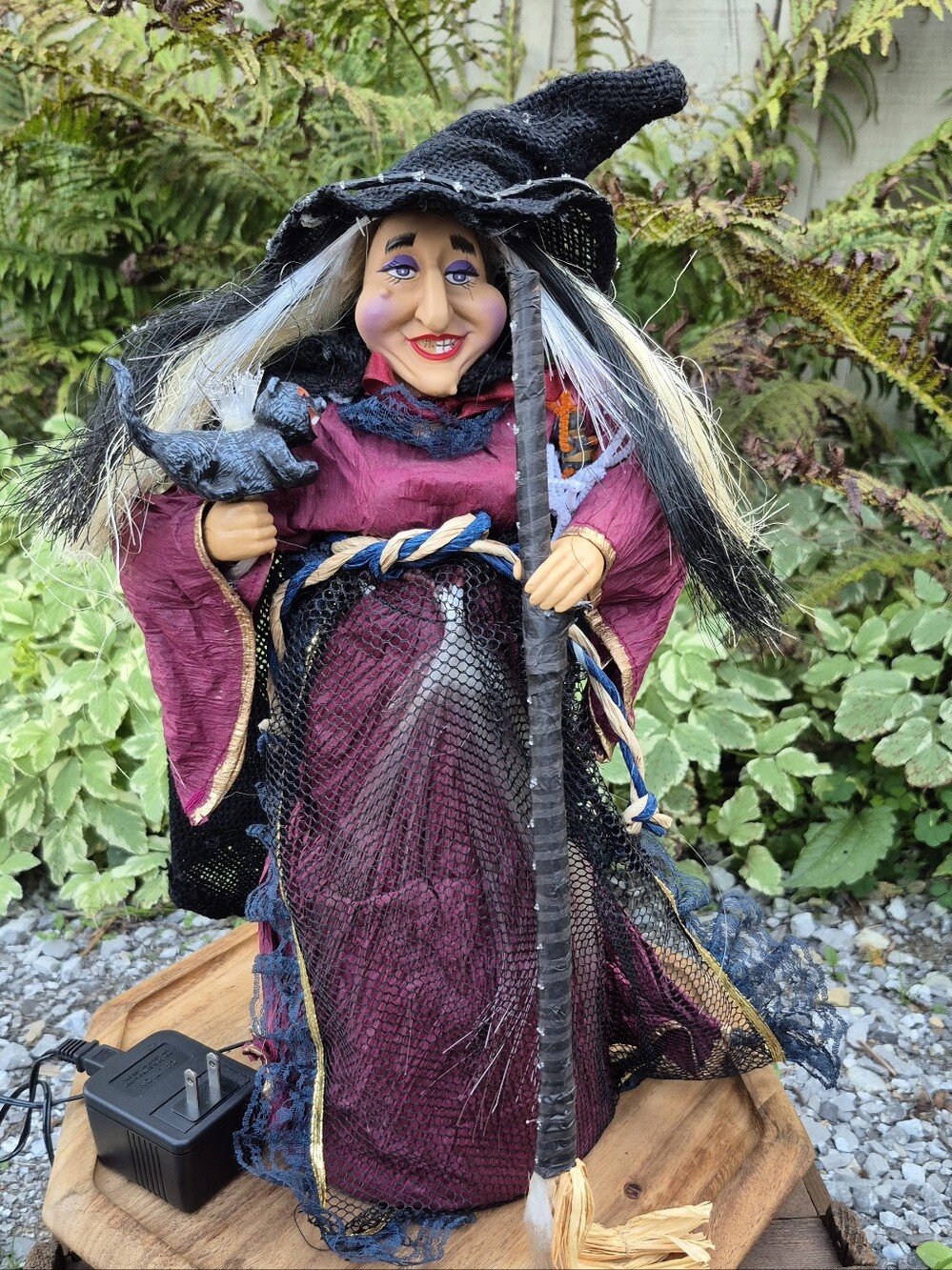 Vintage Fiber Optic Halloween Witch Tabletop Decoration Working With Adapter